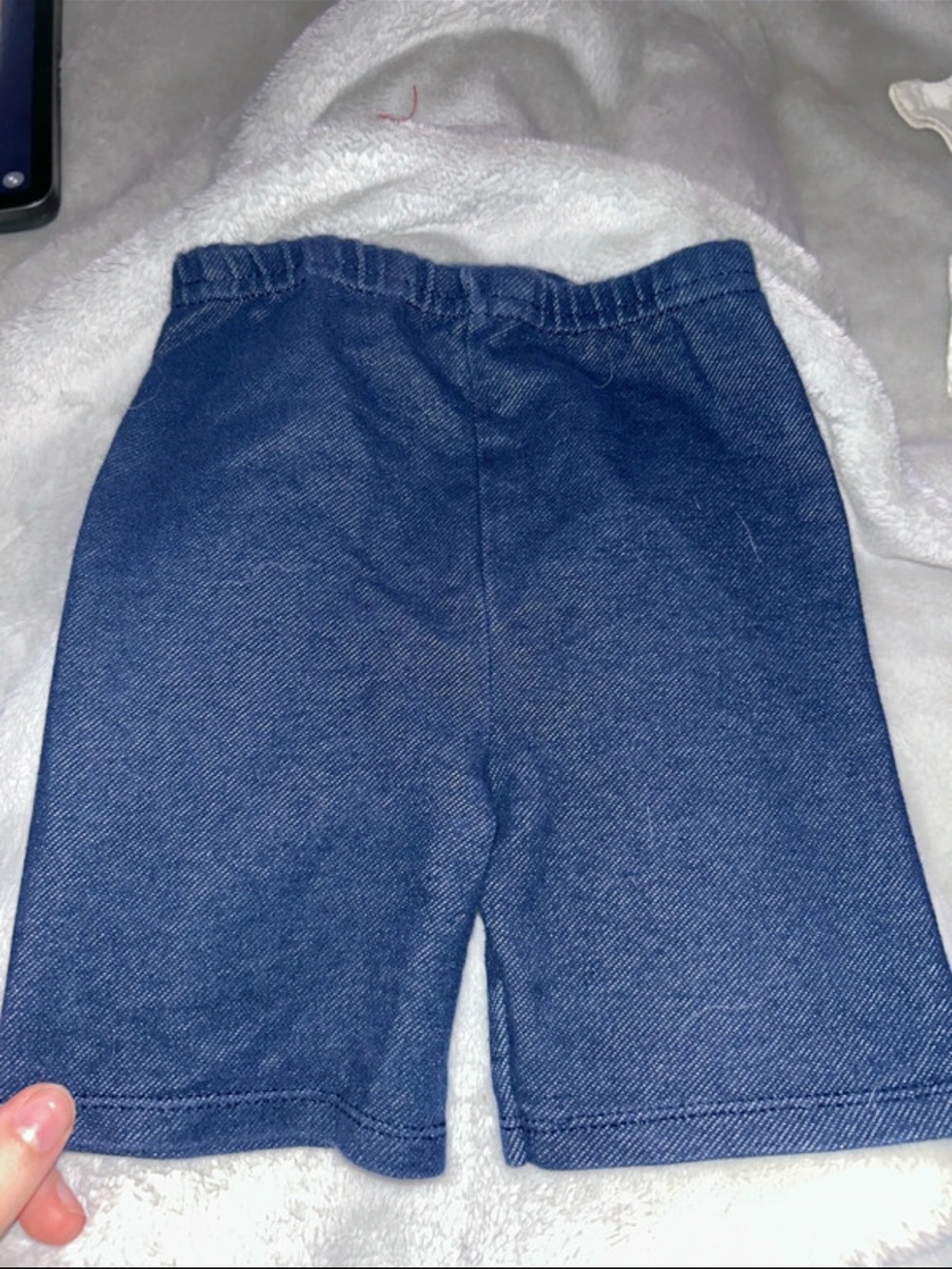 SHEIN Dark Blue Elastic Waist Kids Denim-Look Shorts